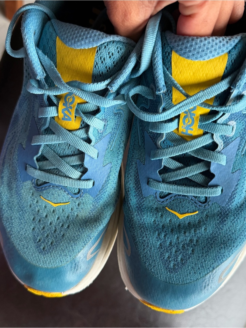 Hoka Kids Blue and Yellow Athletic Sneakers